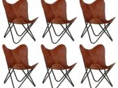 Butterfly Chairs 6 pcs Brown Kids Size Real Leather