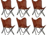 main image for ad Butterfly Chairs 6 pcs Brown Kids Size Real Leather