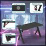 Gaming Desk PC Computer Gamer Desk Ergonomic Workstation with RGB LED Lights Headphone Hook Cup Holder for Home Offices Image 4