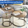 Round Coffee Tables, Set of 2 End Table, Nesting Tables, Side Table with Metal Frame for Living Room/Bedroom/Balcony/Office/Apartment, Diameter 23.6/15.7 IN (Black Frame, Oak Top Image 3