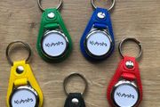 Synthetic  leather Kubota keyring with shopping trolley token/coin