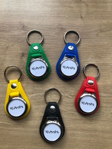 Synthetic  leather Kubota keyring with shopping trolley token/coin