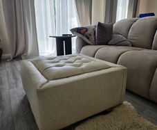 Cream Leather Custom Stud Ottoman Coffee table
