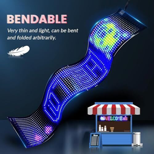 Scrolling Huge Bright Advertising LED Sign  Flexible USB 5V LED Store Sign Bluetooth App Control Custom Text Pattern Animation Programmable LED Display for Bar Party Festival