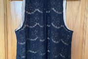 Womens  Love Fire Black Floral Lace Sleeveless Top Blouse
