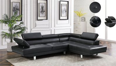 BIG DEAL Black leather 262cm Corner Chaise Sofa 4 colours