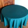 Circular Green Tablecloth with white lace overlay Image 3