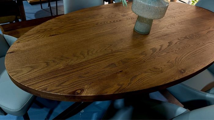 220cm Oval Oak Dining Table Ex Display Like New