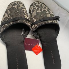 Brand New Womens Zara Lace and Satin Slippers