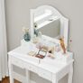 _dressing table set, dressing table, with mirror, padded stool, 5 drawers, pull-out jewelry shelf with 6 compartments, gift idea, for bedroom, white Image 3