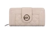 New Stylish Beige - Quilted Metail Detail Trim Purse