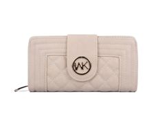New Stylish Beige - Quilted Metail Detail Trim Purse