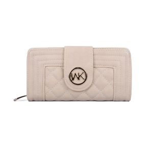 New Stylish Beige - Quilted Metail Detail Trim Purse