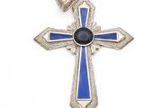 Ridiculously Large Enameled Silver Cross Pendant