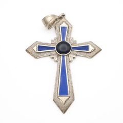Ridiculously Large Enameled Silver Cross Pendant