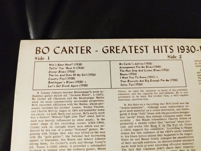 Bo Carter Greatest hits lp