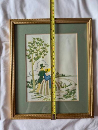Vintage Crinoline Lady / Crinoline Couple Embroidery Pair