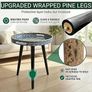 Round Outdoor Side Tables with Detachable Wooden 3 Legs, Versatile Tray Table, Perfect For Round Coffee Table Tea, and Relaxation Time 17.7 Inch (Blue Maze) Image 5
