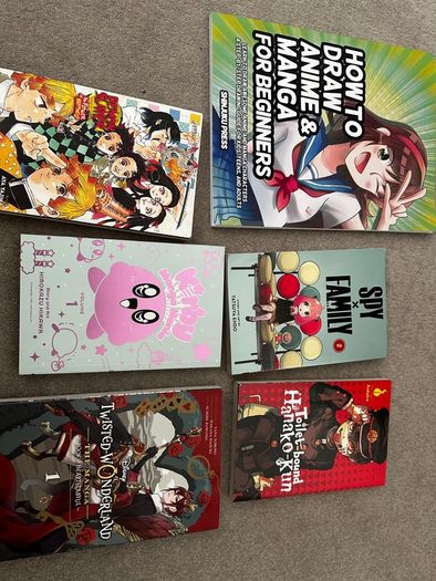 Anime books, katana, kimono