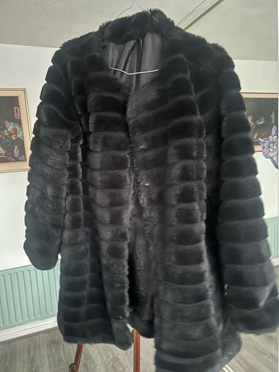 Black furry soft jacket size 14/16