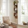 5-Tier Corner Shelf, Display Floating Shelf in Living Room, Study, Kitchen, Bedroom, for Plants, CDs, Decorations, Modern, Rustic Brown Image 3