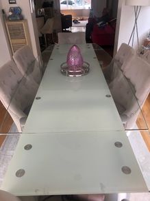 Large glass dining table
