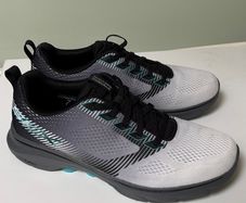 Skechers mens GO WALK Hahn sneakers trainers runners Size 43 UK9.5 BNWT grey black teal no-tie laces
