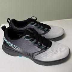 Skechers mens GO WALK Hahn sneakers trainers runners Size 43 UK9.5 BNWT grey black teal no-tie laces