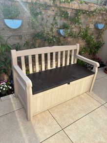 Garden Storage Bench in Cream