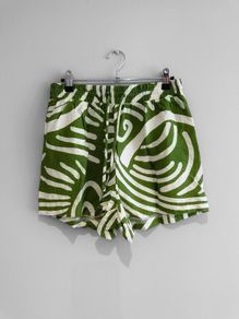 Pre Owned Primark Green & Cream Abstract Print Shorts