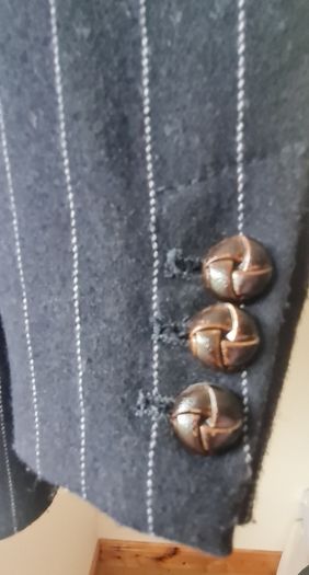 Navy Pinstripe Wool Blazer