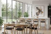 Nordic Oak Embrace Bar Stool with Curved Backrest and Armrests