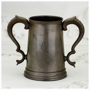 Antique 19th Century Pewter Tankard Glass Bottom