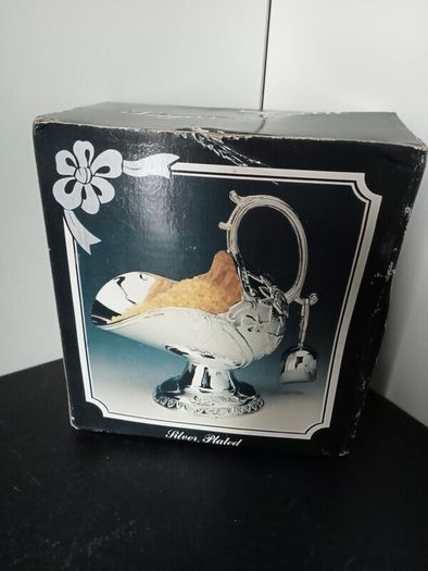 Silver plated sugar scuttle with scoop