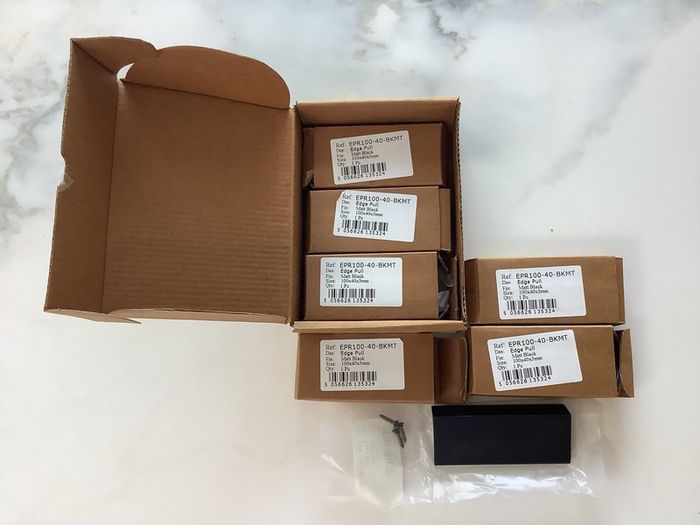 6 Matt Black Edge Pull Solid Brass Draw Handles