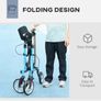 4 Wheel Rollator with Seat and Back, Lightweight Folding Mobility Walker with Large Wheels, Carry Bag, Adjustable Height, Aluminium Walking Frame with Dual Brakes for Seniors, Blue Image 3