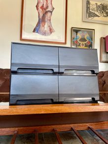 Vintage VHS VCR Cassette Holder Storage Case 40 Tapes Faux Wood Grain 1980 90s