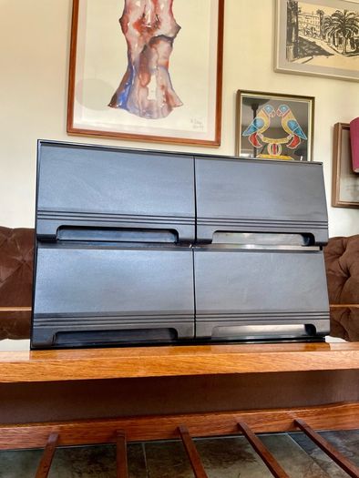 Vintage VHS VCR Cassette Holder Storage Case 40 Tapes Faux Wood Grain 1980 90s