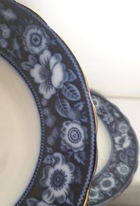DISH & PLATE - Flow Blue - c.pre 1861