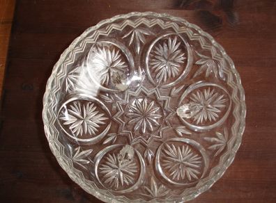 Art Deco Walter & Sohne Flint Pressed Glass 3 Legged Feo Bowl 1931