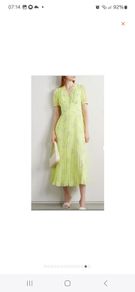 Self Portrait Lime Floral Chiffon Midi Dress