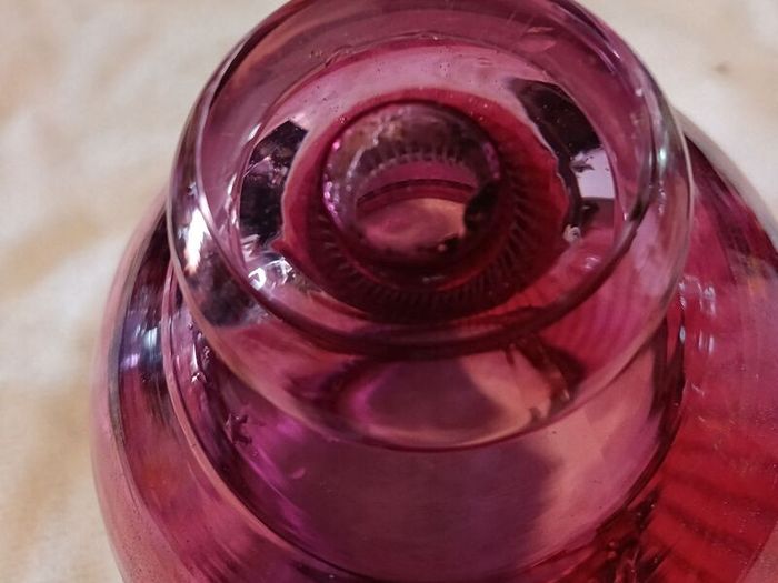 Heavy footed cranberry bowl