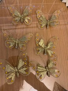 6 Large Gold Butterflies