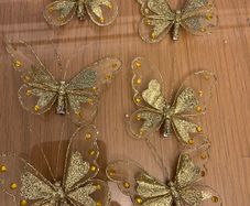 6 Large Gold Butterflies