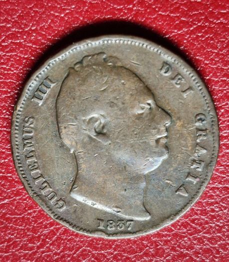 1837 Farthing William IV British copper coin