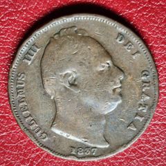 1837 Farthing William IV British copper coin