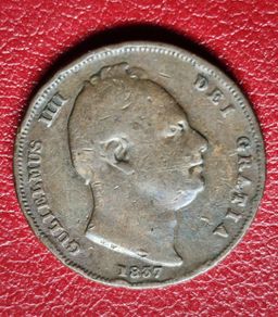 1837 Farthing William IV British copper coin