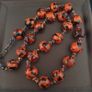 Antique Venetian Style Orange Millefiori & Chevron Glass Beads Necklace Image 9