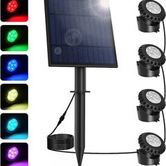 Solar Pond Lights, Submersible Pond Light with 3 Lamps 18 LEDs Landscape Spotlight Underwater Lights IP68 Waterproof Amphibious Lighting Light for Garden,Outdoor