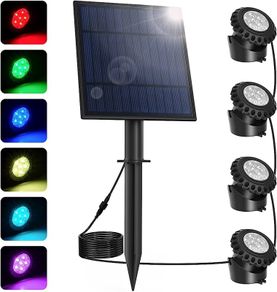 Solar Pond Lights, Submersible Pond Light with 3 Lamps 18 LEDs Landscape Spotlight Underwater Lights IP68 Waterproof Amphibious Lighting Light for Garden,Outdoor